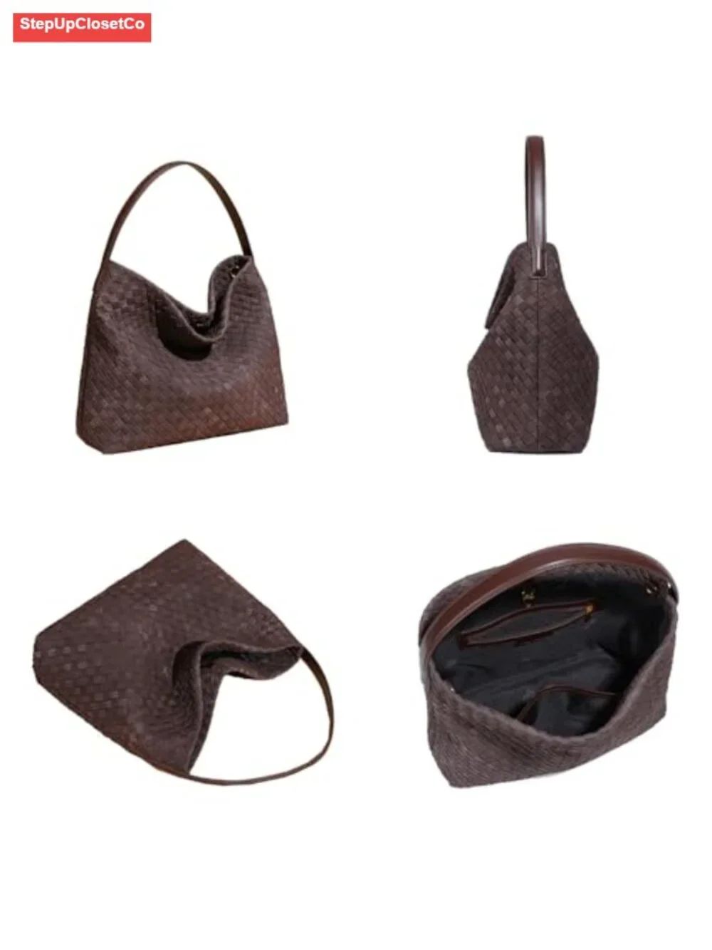 Women's Faux Suede Woven Hobo Tote Bag Shoulder Handbag Work Travel Purse